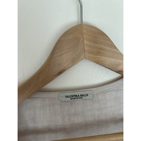 Valentina Naldi L Beige Linen Duster Open Top Crochet Duster BOHO Italy Lace - Picture 2 of 4
